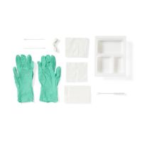 Basic Tracheostomy Tray, 2 Aloe Touch Gloves, Drape, 4 Nonwoven Gauze, 2 Cotton-Tip Applicators, Cleaning Brush, 34" Twill Tape, 6-ply Trach Dressing