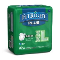 FitRight Plus Adult Incontinence Briefs, Size 2XL, for Waist Size 60"-70"