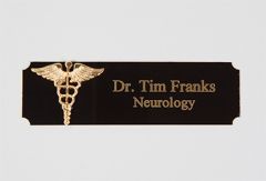 Black and Brass Name Badge w/ Caduceus Logo
