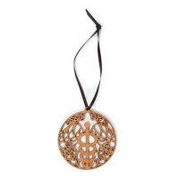 Ornate Caduceus Wood Ornament