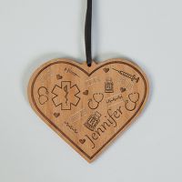 EMT Etched Wood Ornament, Personalized