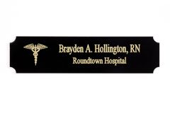 Black/Brass Name Badge w/ Engraved Caduceus