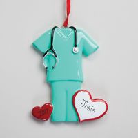 Green Scrubs Ornament, Personalized