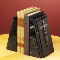 Black Zebra Marble Bookends
