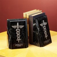 Black Zebra Marble Bookends, Personalized