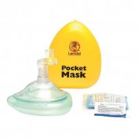 Pocket CPR Mask with Gloves and Wipes in Hard Case, Yellow