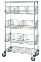 18" x 36" x 69" Mobile Modular Wire Basket Unit