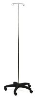 Aluminum Foldable 5-Leg IV Pole, 2 Hooks, 37-1/5" to 83-1/2" H