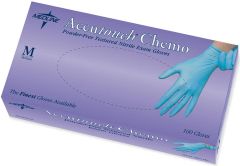 Accutouch Chemo Powder-Free Blue Nitrile Exam Gloves, Size M MDS192085H