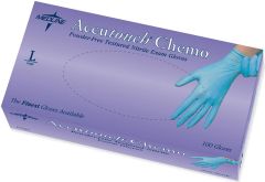 Accutouch Chemo Powder-Free Blue Nitrile Exam Gloves, Size L MDS192086H