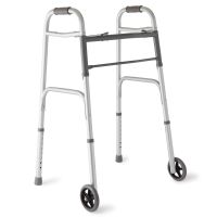 2-Button Folding Walker with 5" Wheels