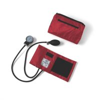 Handheld Aneroid Sphygmomanometer with Nylon Case, Red