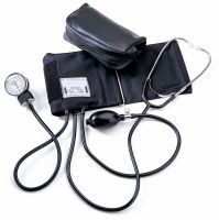 Handheld Aneroid Blood Pressure Monitor with D-Ring Cuff and Attached Stethoscope