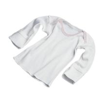 Baby Slipover Shirt with Mitten Cuffs, White, 3 Month