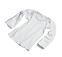 Baby Slipover Shirt with Mitten Cuffs, White, 6 Month