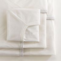 Crib Sheet, Soft-Fit Knitted, Jersey Knit, White with Brown Elastic, 55% Cotton/45% Polyester, 27" x 50" x 10", 60/Case