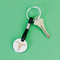 Caduceus Key Tag with Black Strap