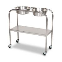 STAND, BASIN, DOUBLE, SS, W/SHELF, 8.5QT