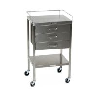 Utility Table, Three Drawer, 3 Sided Guardrail