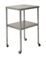 Stainless Steel Instrument Table with Shelf, 20" x 16" x 34"