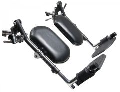 Elevating legrest with aluminum footplate, black panel-pair