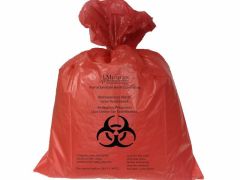 Autoclavable Biohazard Waste Bag Biohazard Symbol / Autoclavable Biohazard Bag 13 to 16 gal. Red 25 X 35 Inch