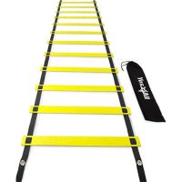 Agility Ladder 12 Adjustable Rungs (Up to 15 Inch) 15 Foot Length 2-1/2 X 2-1/2 X 20-3/4 Inch Black / Yellow