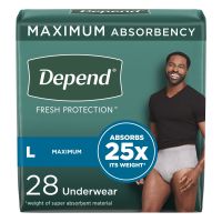 Absorbent Underwear Depend® Fresh Protection Waistband Style Adult Large Male Disposable Heavy Absorbency