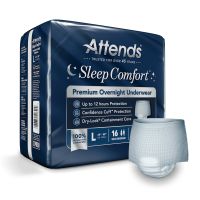 Absorbent Underwear Attends Sleep Comfort Premium Overnight Pull On with Tear Away Seams Adult Large Unisex Disposable Heavy Absorbency
