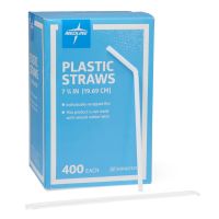 Flexible Drinking Straw Medline Industries 7-3/4 Inch Length White Individually Wrapped / Bulk Wrapped