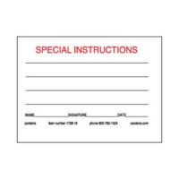 Identification Card Special Instruction, 5 1/4 X 4 Inch, White For 1728-00 Adhesive Pockets