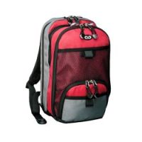 Feeding Pump Backpack For EnteraLite® Infinity enteral feeding pump with a 500 ml bag in the front section and can also accomodate a 1200 ml bag in the rear section.