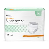 Absorbent Underwear McKesson Classic Pull On with Tear Away Seams Adult Large Unisex Disposable Light Absorbency, CS/4