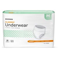 Absorbent Underwear McKesson Classic Pull On with Tear Away Seams Adult Medium Unisex Disposable Light Absorbency, CS/4