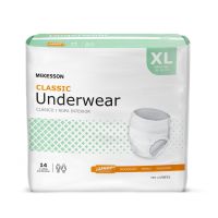 Absorbent Underwear McKesson Classic Pull On with Tear Away Seams Adult X-Large Unisex Disposable Light Absorbency, CS/4