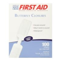 Skin Closure Strip First Aid Brand 1/8 X 1-13/16 Inch Nonwoven Material Butterfly Closure White