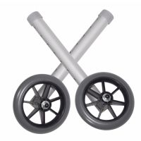 Drive Medical Walker Wheels and Universal Wheels 5" Heavy Duty Fixed Double Wheels and Glide Caps