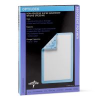 OptiLock Nonadhesive Super Absorbent Wound Dressings, 6.5" x 10", in Educational Packaging