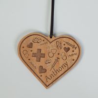 Male Nurse Etched Wood Ornament, Personalized