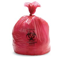 High-Density Biohazard Printed Liner, Red, 13 micron, 10 gal., 24" x 24", Roll NONHDR24RLH