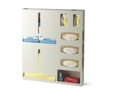 Isolation Protection Organizer, Creme Aluminum, Holds Isolation Gowns, 3 Glove Boxes and 2 Isolation Mask Boxes, With Storage Area