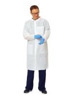 Disposable Knit-Cuff Multilayer Lab Coats with Traditional Collar, White, Size 3XL