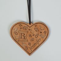 Pharmacist Etched Wood Ornament, Personalized