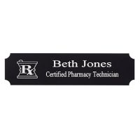 Black/Silver Name Badge w/ Engraved Mortar and Pestle