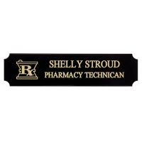 Black/Brass Name Badge w/ Engraved Mortar and Pestle