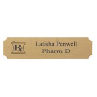 Brass/Black Name Badge w/ Engraved Mortar and Pestle