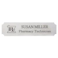 Silver/Black Name Badge w/ Engraved Mortar and Pestle