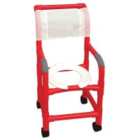 RED Shower chair small adult or pediatric needs twin casters open front seat