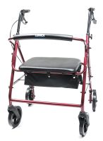 Bariatric 4-Whl Rollator Hemi Burgundy, Imperial 450# Wt Cap