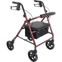 Deluxe Aluminum Rollator 8" Wheels,Burgundy